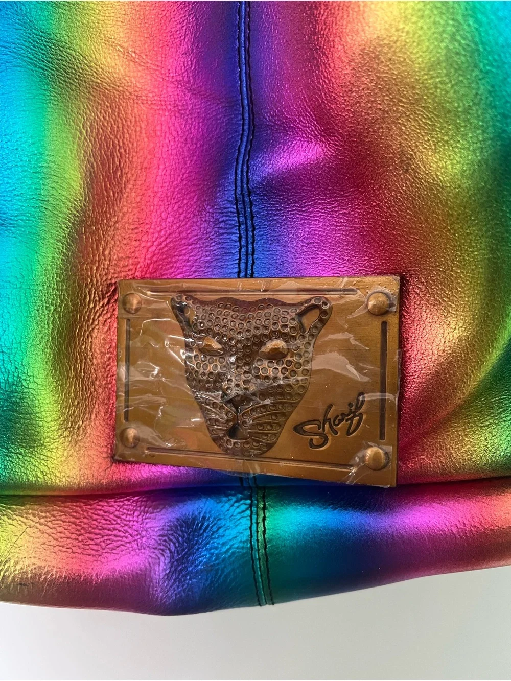 Sharif Rainbow Pearlized Leather Hobo Bag New with Tag